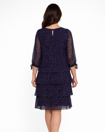Robe Femme Fluide À Pois – Manches 3/4 & Volants Romantiques, Style Bohème Chic Quotidien