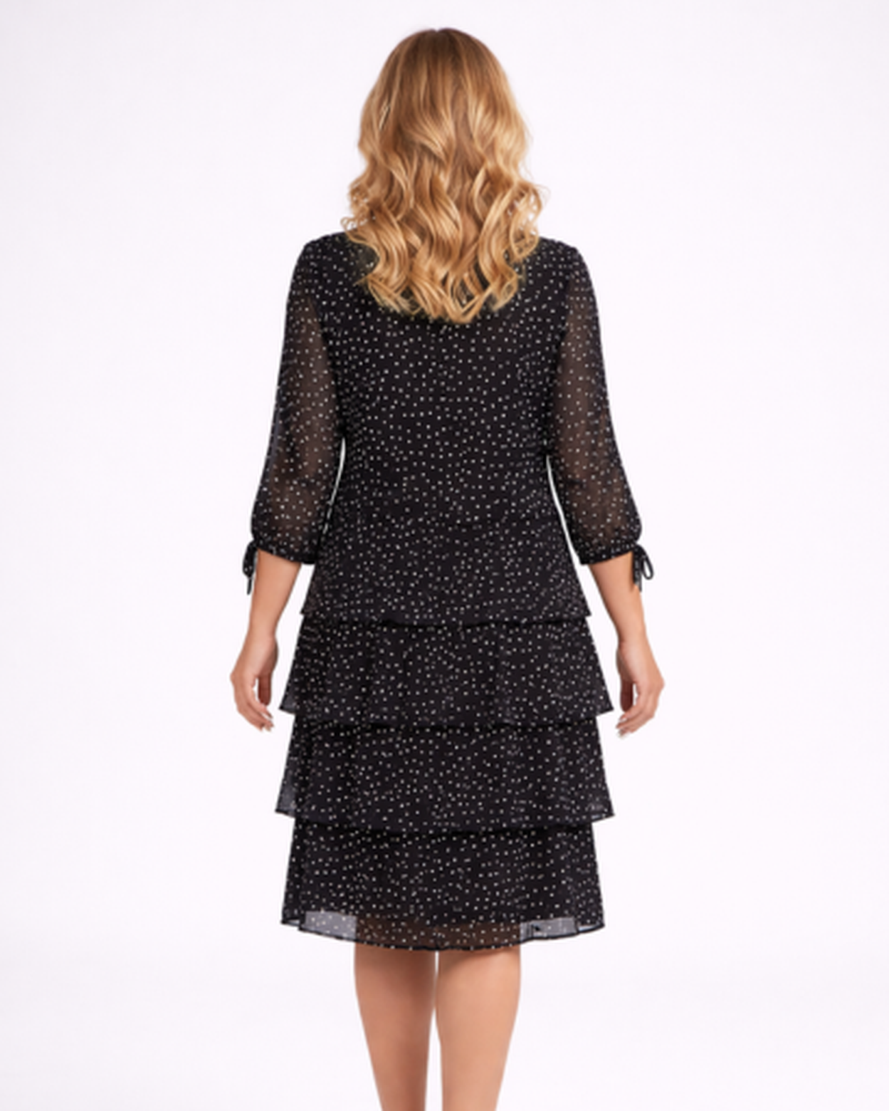Robe Femme Fluide À Pois – Manches 3/4 & Volants Romantiques, Style Bohème Chic Quotidien