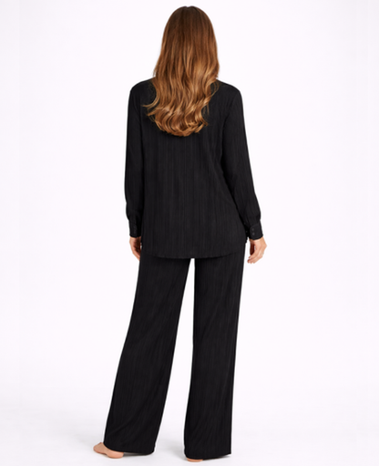 Ensemble Femme – Chemise & Pantalon Fluide Coupe Large, Style Décontracté Confort Chic