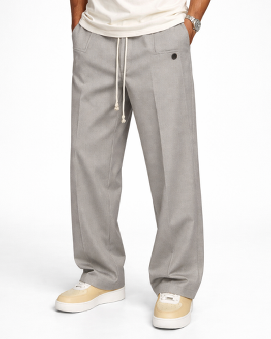 Pantalon Homme Coupe Droite Taille Élastique – Confort Souple & Style Épuré | Casual & Week-End