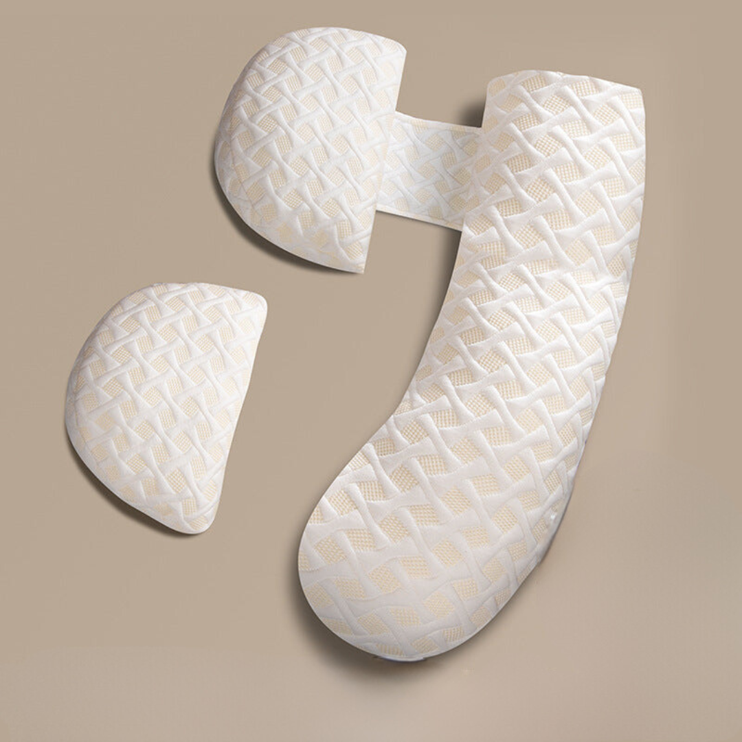 Coussin de grossesse soutenant le ventre et le dos pour dormir sur le côté