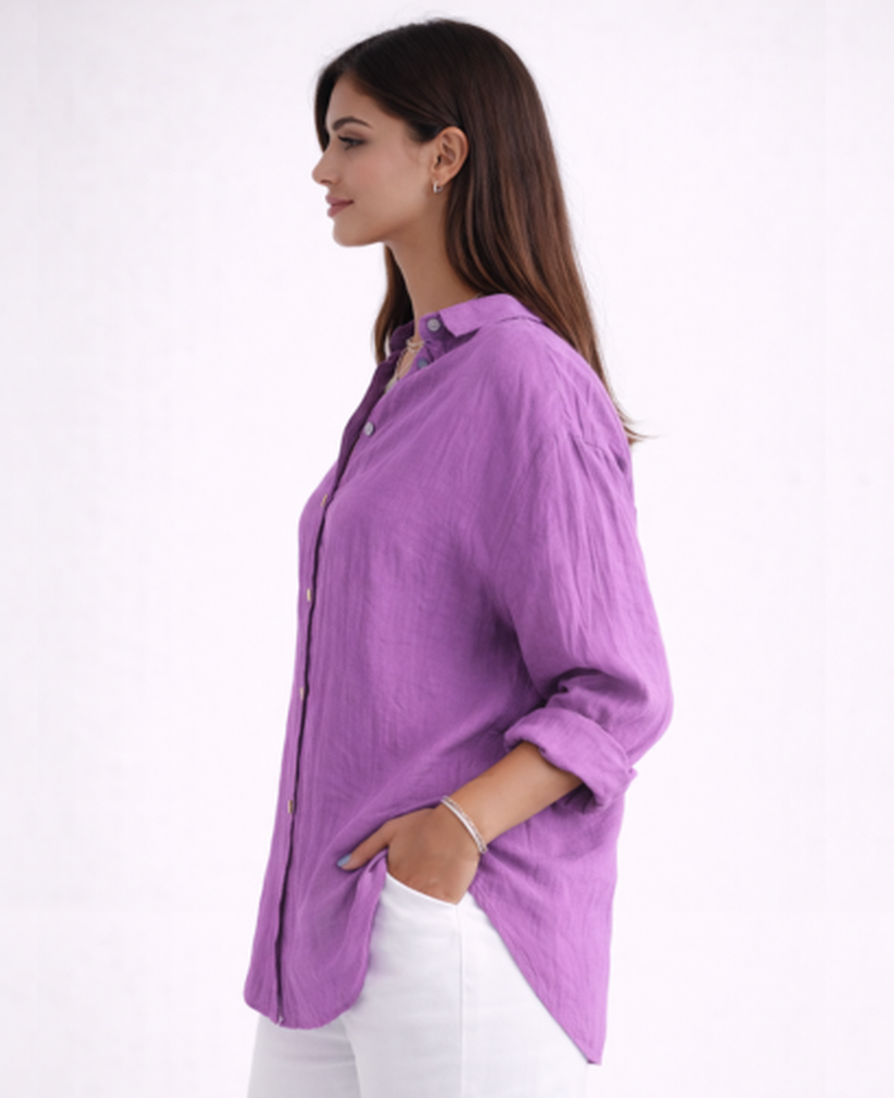 Chemise Femme Fluide – Col Classique & Manches Longues, Élégance Intemporelle Chic
