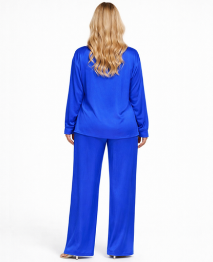 Ensemble Femme – Chemise & Pantalon Fluide Coupe Large, Style Décontracté Confort Chic
