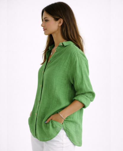 Chemise Femme Fluide – Col Classique & Manches Longues, Élégance Intemporelle Chic