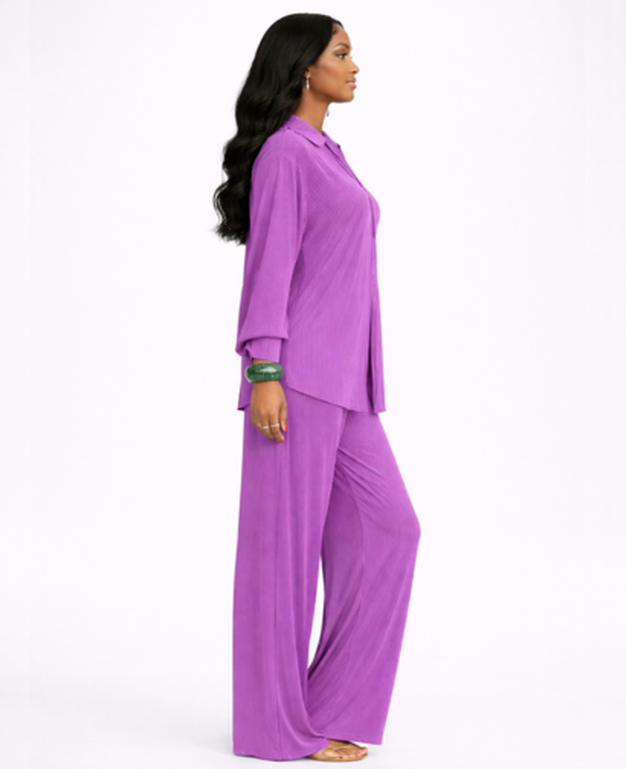 Ensemble Femme – Chemise & Pantalon Fluide Coupe Large, Style Décontracté Confort Chic