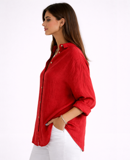 Chemise Femme Fluide – Col Classique & Manches Longues, Élégance Intemporelle Chic