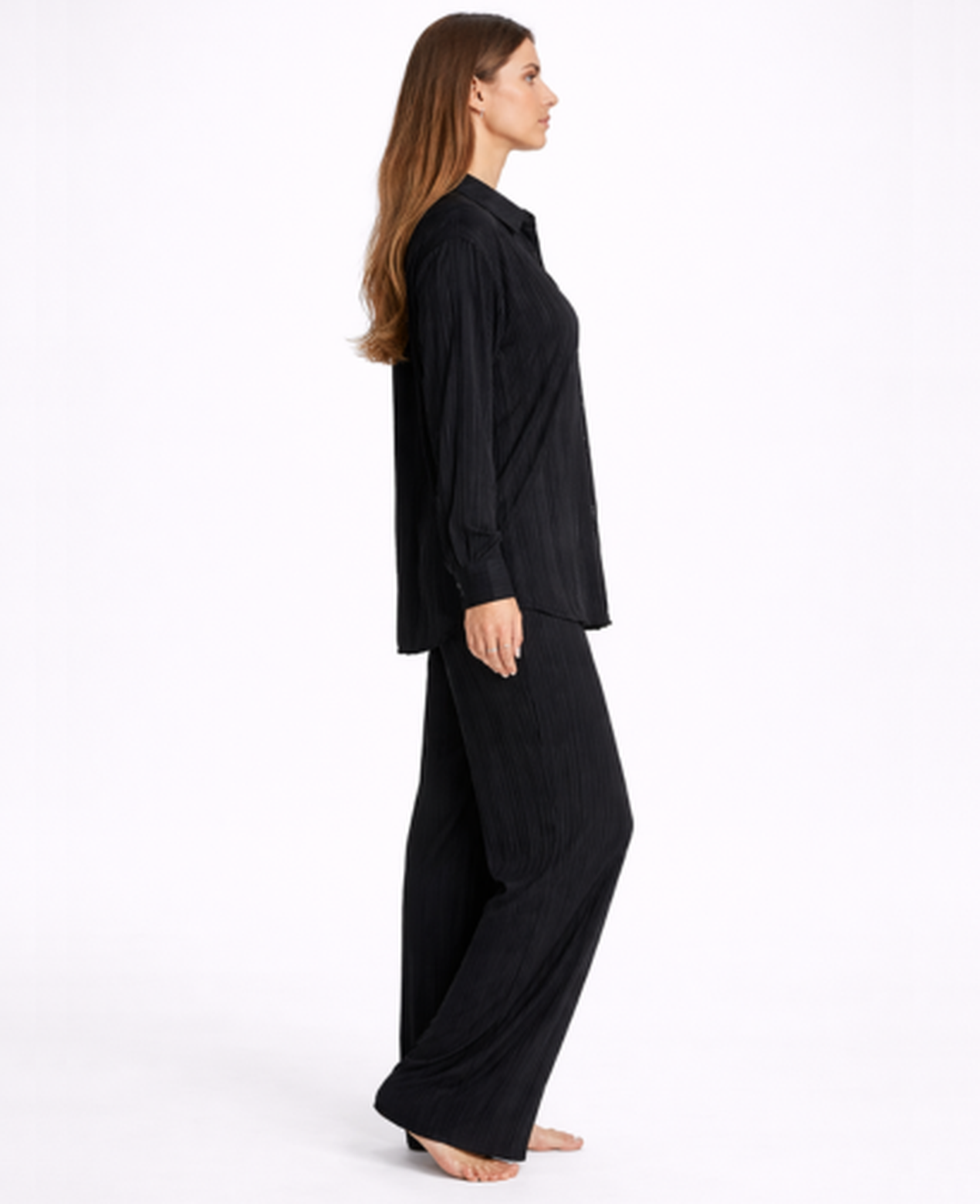 Ensemble Femme – Chemise & Pantalon Fluide Coupe Large, Style Décontracté Confort Chic