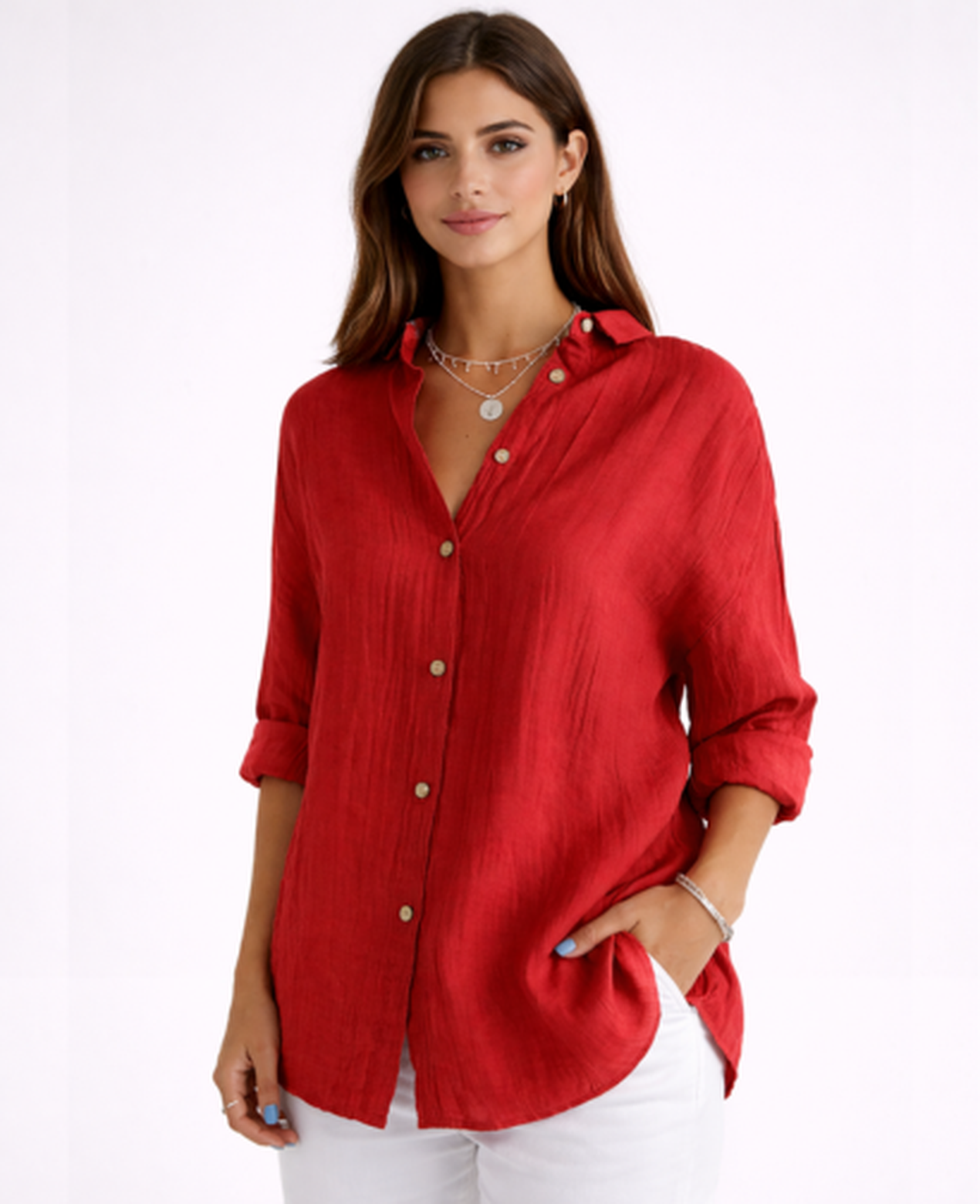 Chemise Femme Fluide – Col Classique & Manches Longues, Élégance Intemporelle Chic