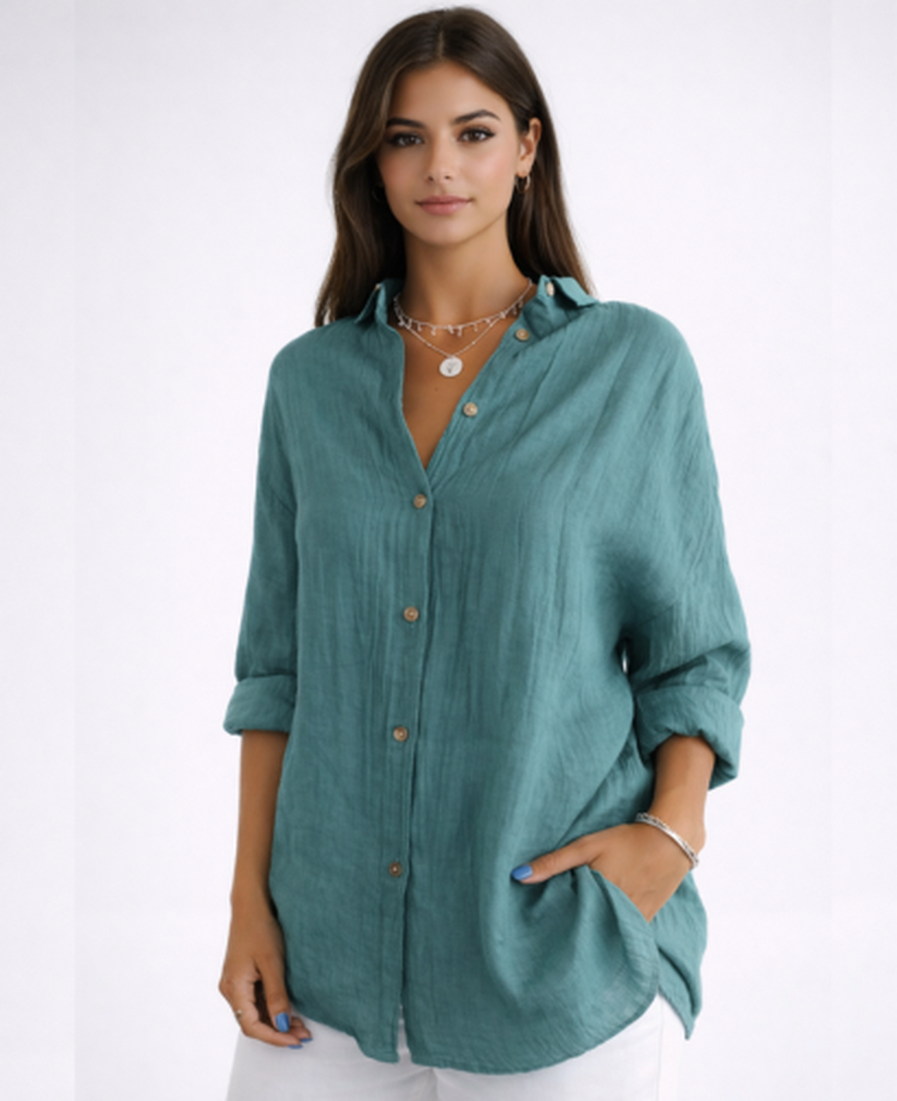 Chemise Femme Fluide – Col Classique & Manches Longues, Élégance Intemporelle Chic