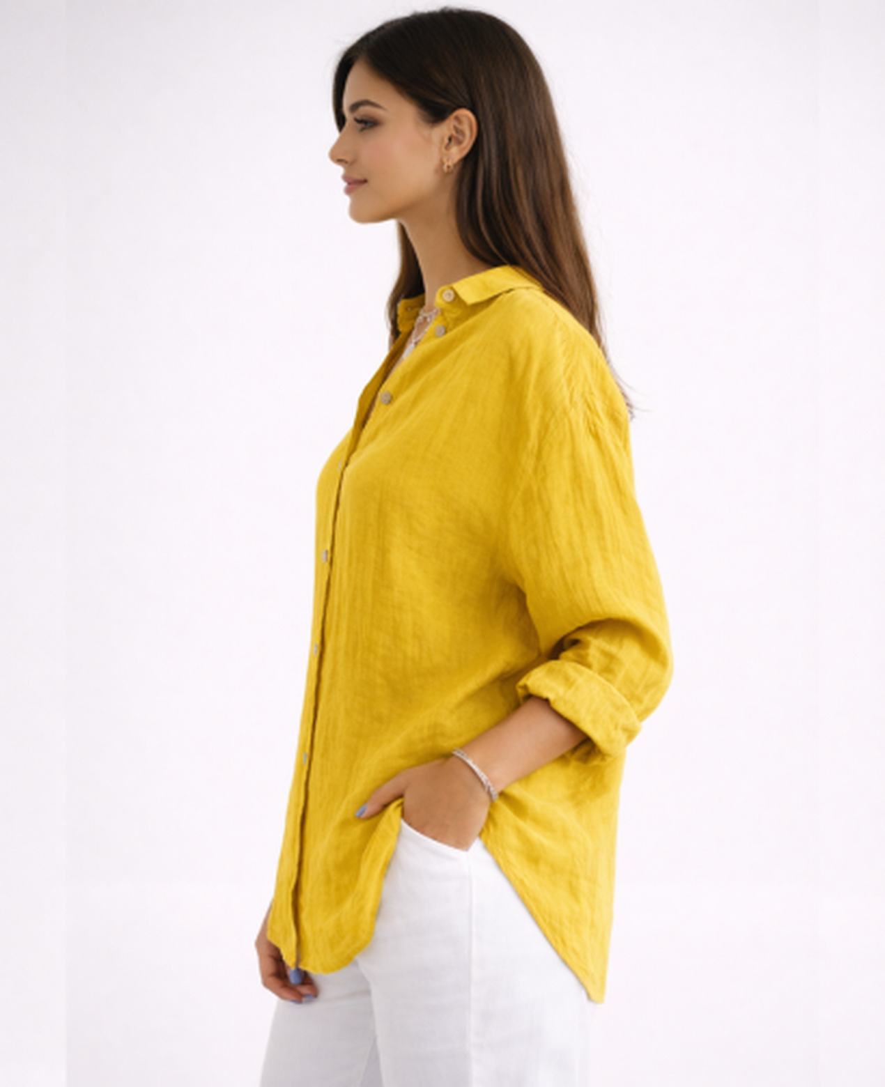 Chemise Femme Fluide – Col Classique & Manches Longues, Élégance Intemporelle Chic