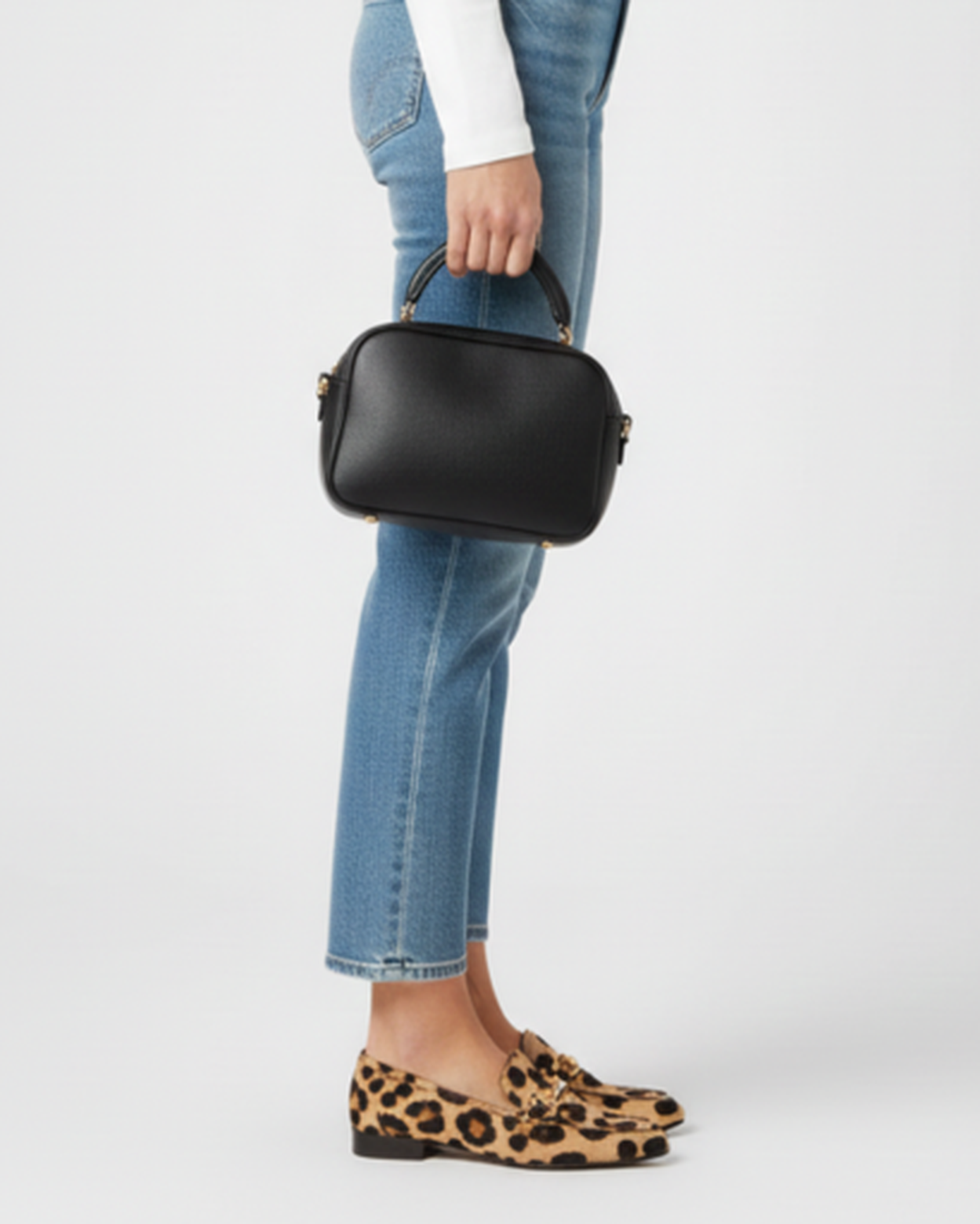 Mocassini Donna Stampa Leopardata con Morsetto Dorato e Finitura Pony Hair