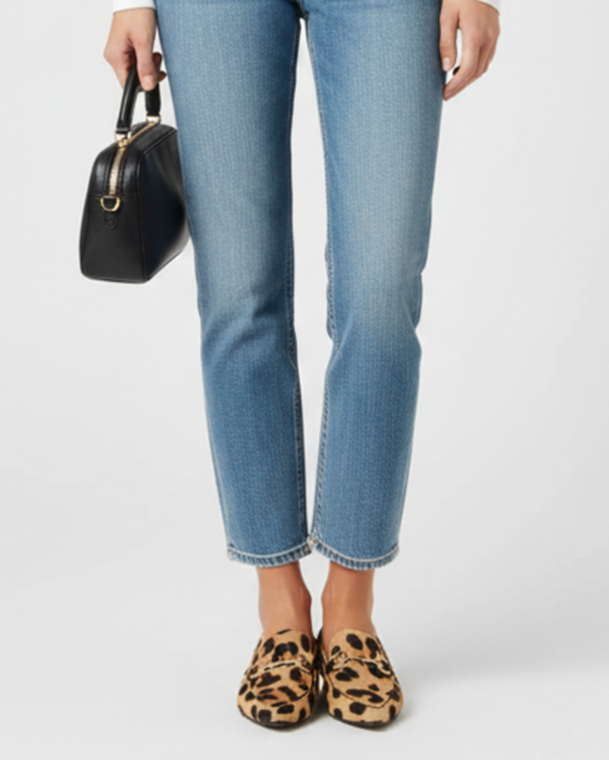 Mocassini Donna Stampa Leopardata con Morsetto Dorato e Finitura Pony Hair
