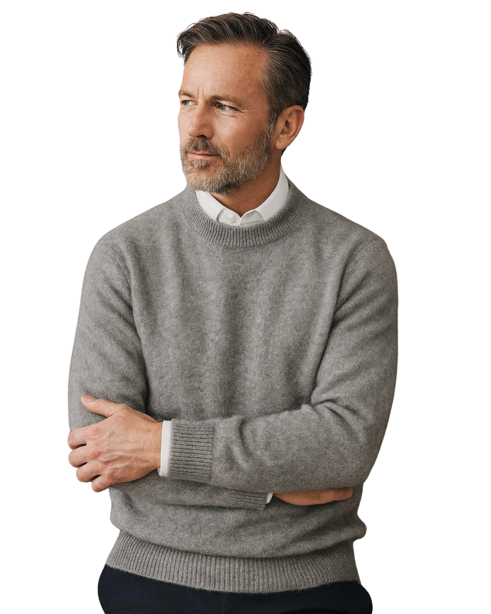 Pull élégant en cachemire homme, détail texture maille