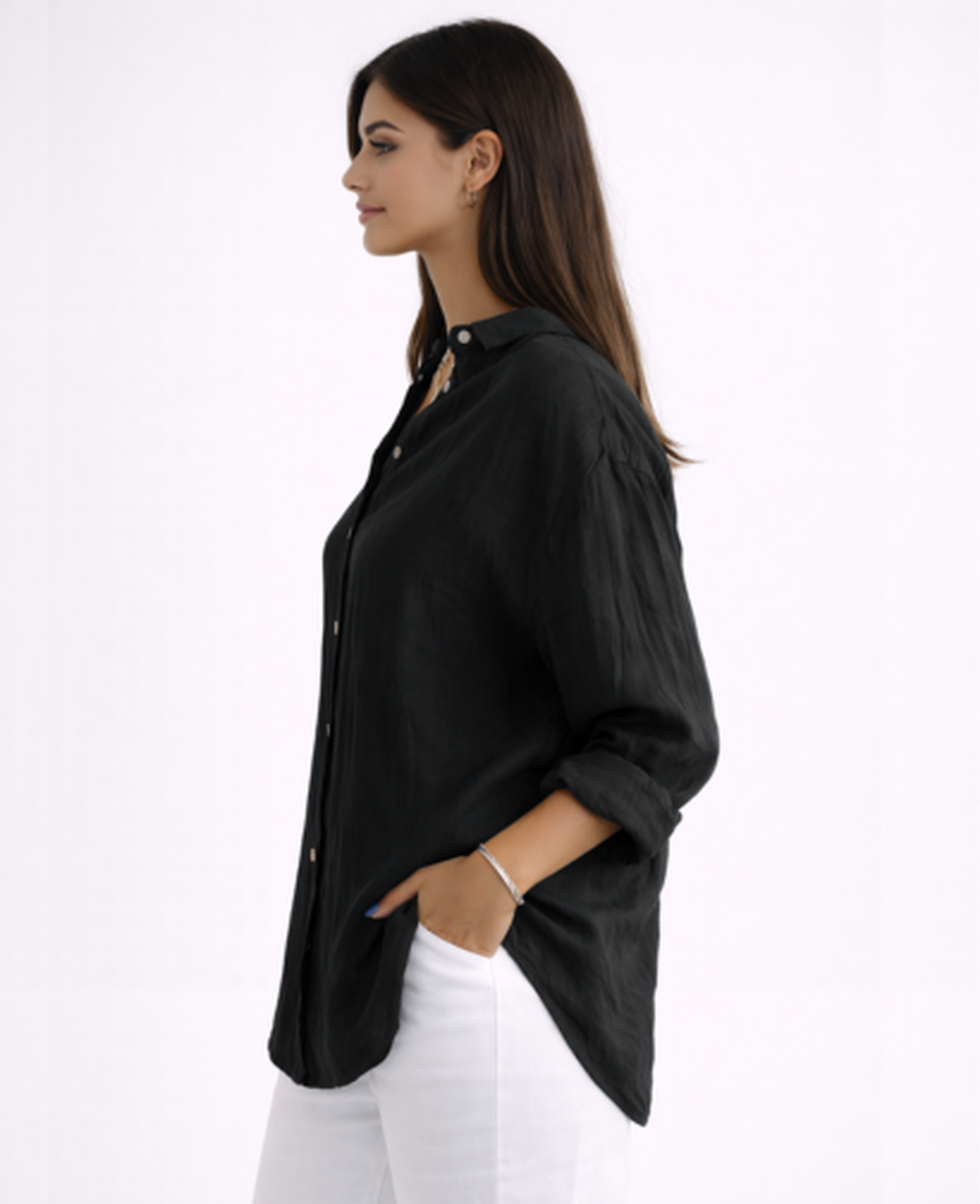 Chemise Femme Fluide – Col Classique & Manches Longues, Élégance Intemporelle Chic