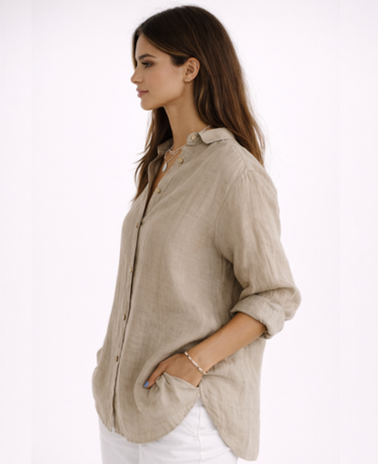 Chemise Femme Fluide – Col Classique & Manches Longues, Élégance Intemporelle Chic