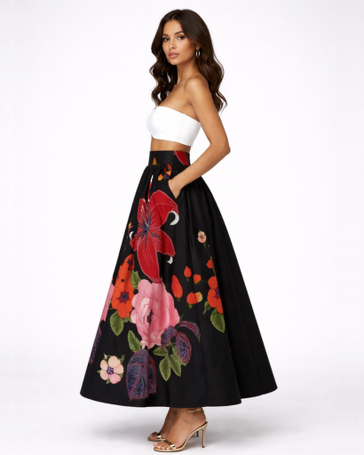 Jupe Longue Femme – Taille Haute Évasée Fluide & Imprimé Floral | Jupe Bohème Été