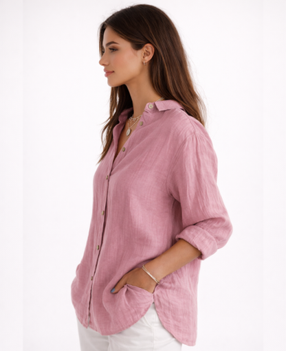 Chemise Femme Fluide – Col Classique & Manches Longues, Élégance Intemporelle Chic