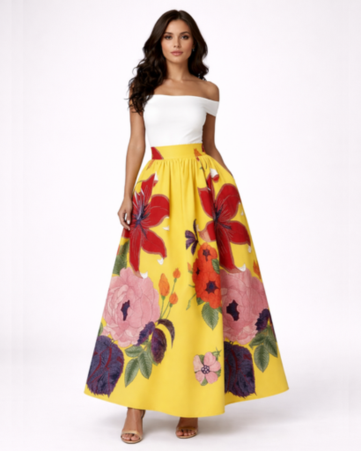 Jupe Longue Femme – Taille Haute Évasée Fluide & Imprimé Floral | Jupe Bohème Été