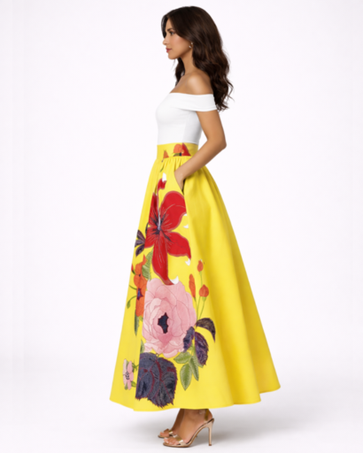 Jupe Longue Femme – Taille Haute Évasée Fluide & Imprimé Floral | Jupe Bohème Été