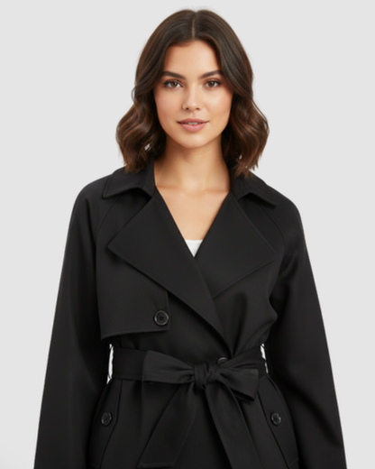 Trench-Coat Court Femme Ceinturé – Coupe Croisée Chic & Style Intemporel | Mi-Saison – vue 4