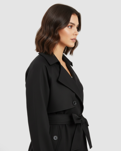 Trench-Coat Court Femme Ceinturé – Coupe Croisée Chic & Style Intemporel | Mi-Saison – vue 9