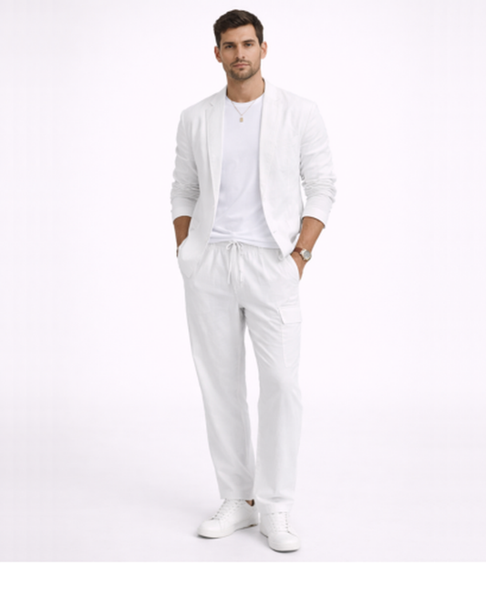Ensemble Homme Décontracté – Veste Légère & Pantalon Coupe Droite, Style Casual Chic Été | Tenue Estivale