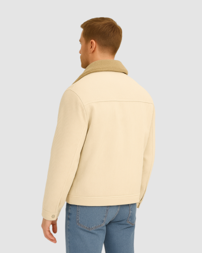 Veste homme velours côtelé doublure polaire portée en ville