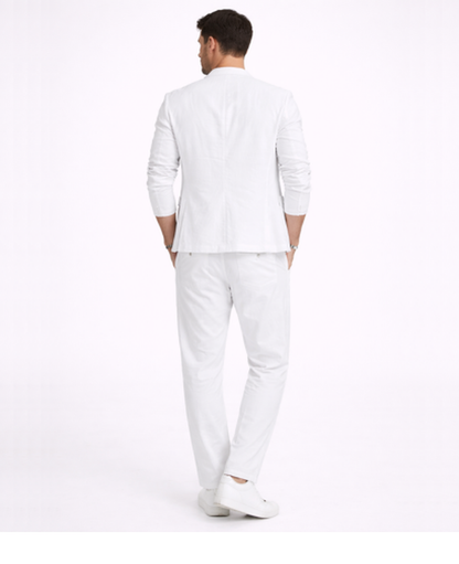 Ensemble Homme Décontracté – Veste Légère & Pantalon Coupe Droite, Style Casual Chic Été | Tenue Estivale