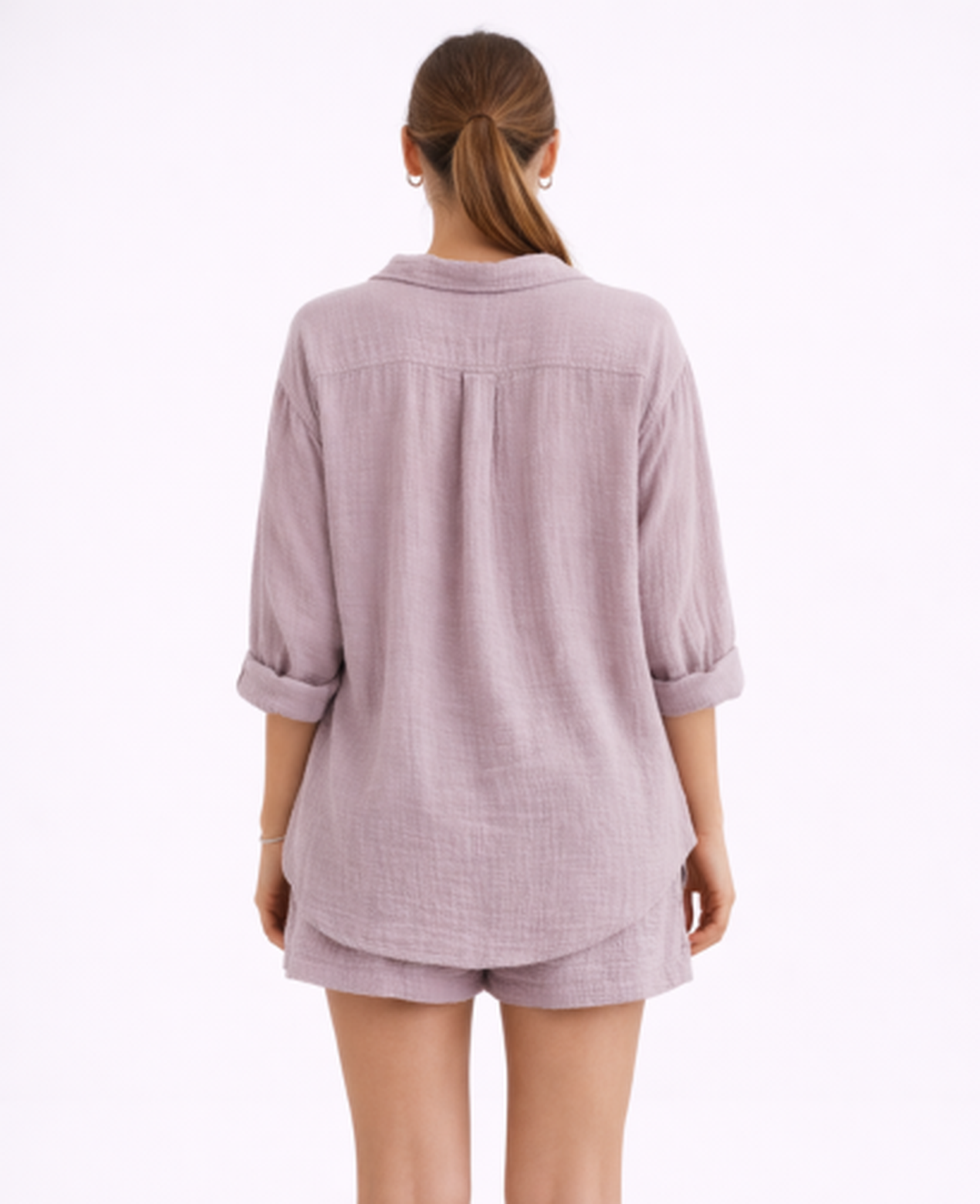 Ensemble Short Femme – Chemise Fluide Boutonnée & Taille Élastique, Style Estival Chic