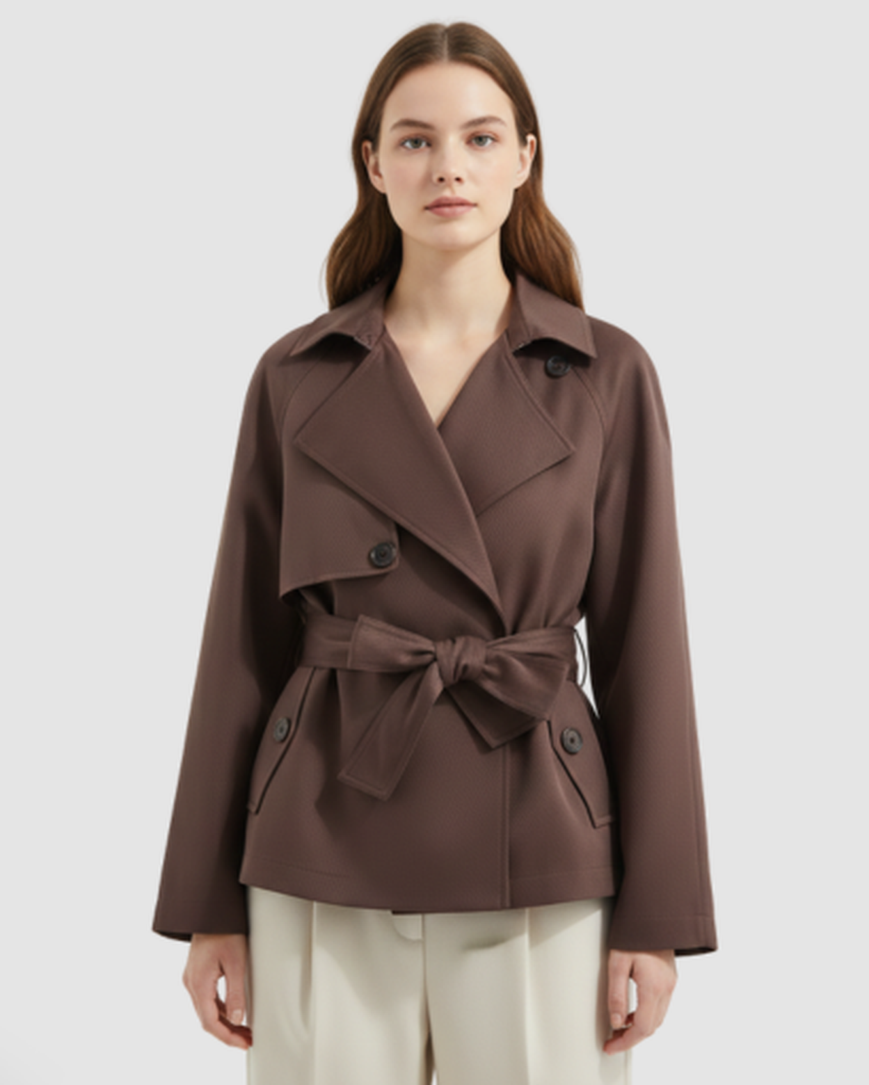 Trench-Coat Court Femme Ceinturé – Coupe Croisée Chic & Style Intemporel | Mi-Saison – vue 11