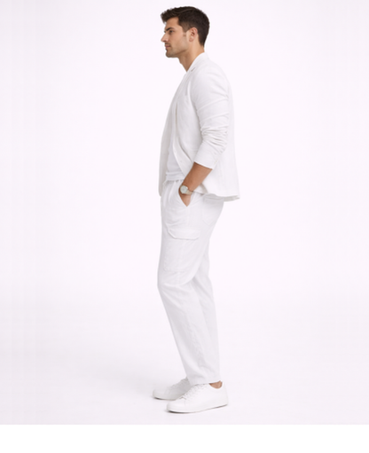 Ensemble Homme Décontracté – Veste Légère & Pantalon Coupe Droite, Style Casual Chic Été | Tenue Estivale
