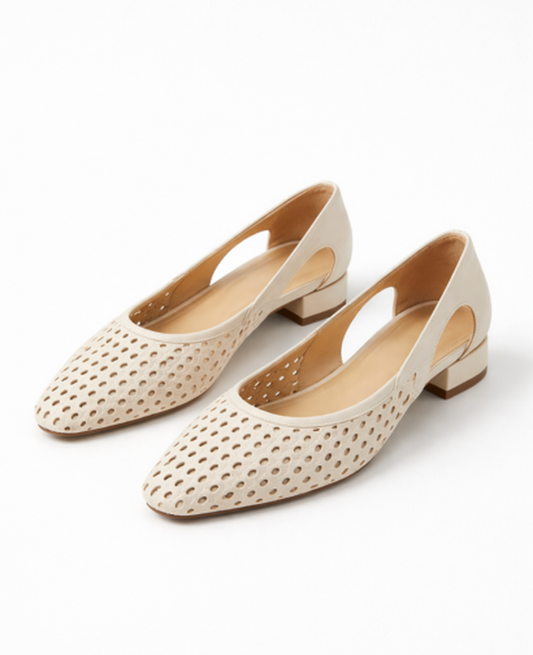 Escarpins Slingback Femme – Bout Pointu Perforé & Talon Bas, Élégance Chic Bureau