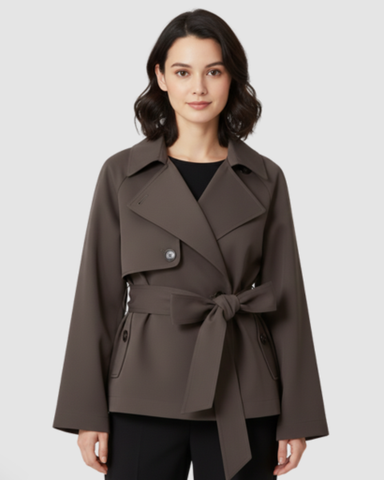 Trench-Coat Court Femme Ceinturé – Coupe Croisée Chic & Style Intemporel | Mi-Saison – vue 12