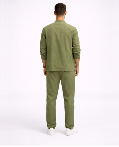 Ensemble Homme Décontracté – Veste Légère & Pantalon Coupe Droite, Style Casual Chic Été | Tenue Estivale