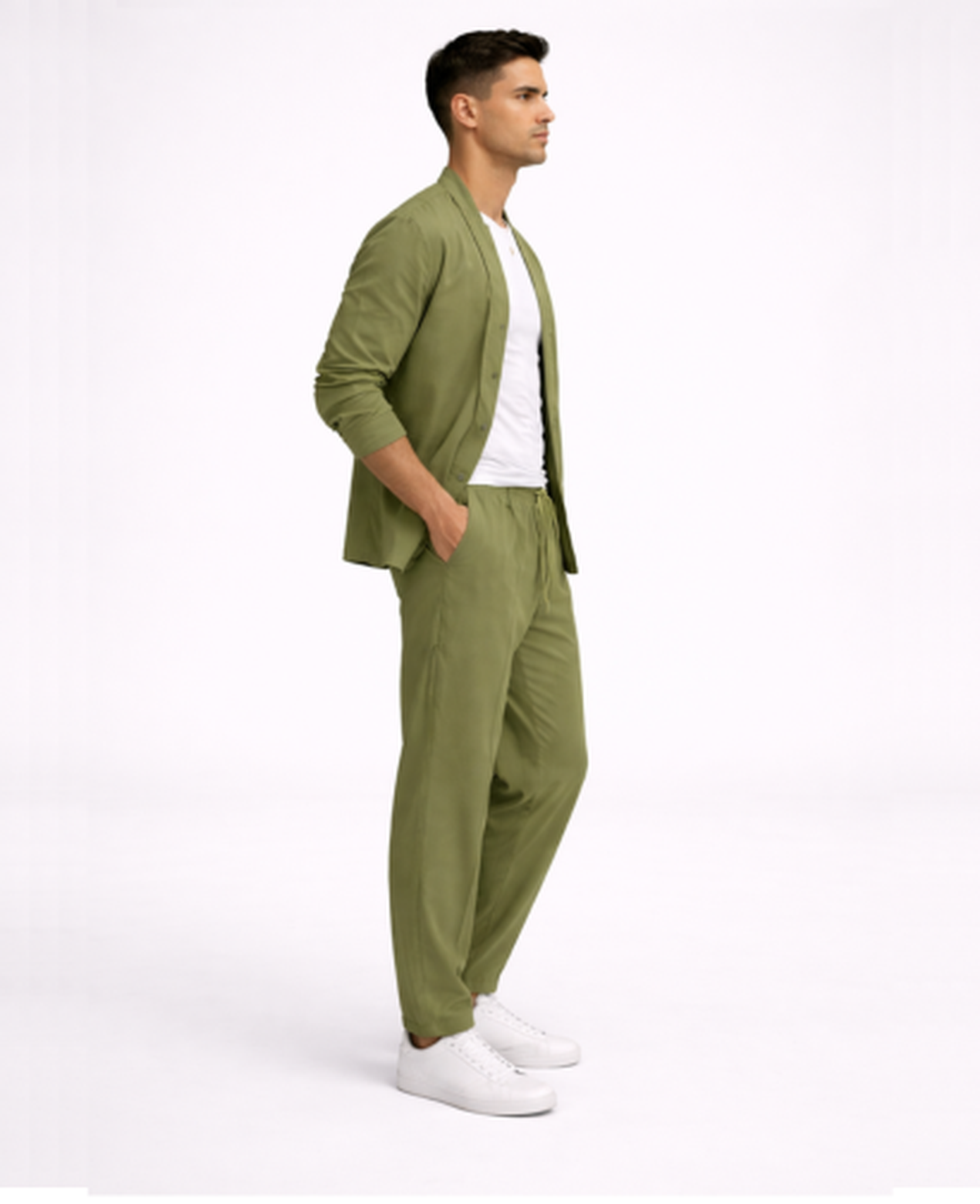 Ensemble Homme Décontracté – Veste Légère & Pantalon Coupe Droite, Style Casual Chic Été | Tenue Estivale