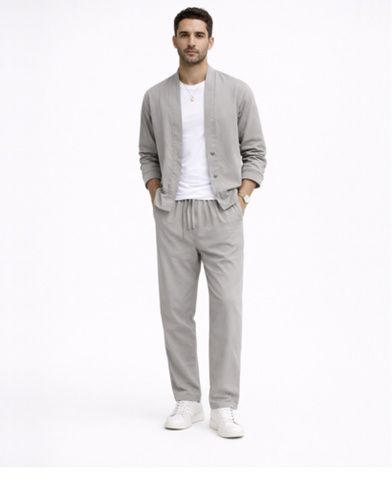 Ensemble Homme Décontracté – Veste Légère & Pantalon Coupe Droite, Style Casual Chic Été | Tenue Estivale