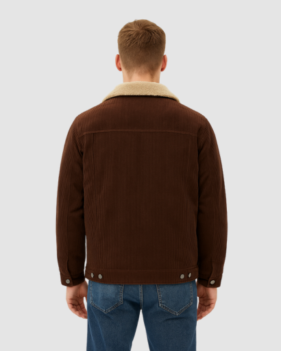 Veste homme velours côtelé doublure polaire portée en ville