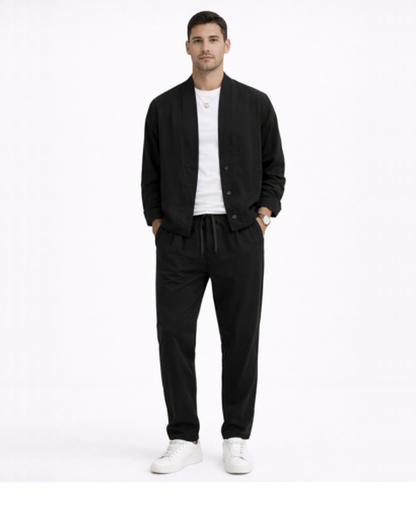 Ensemble Homme Décontracté – Veste Légère & Pantalon Coupe Droite, Style Casual Chic Été | Tenue Estivale