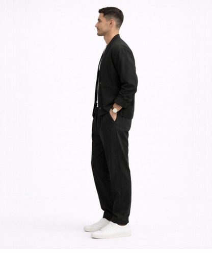 Ensemble Homme Décontracté – Veste Légère & Pantalon Coupe Droite, Style Casual Chic Été | Tenue Estivale