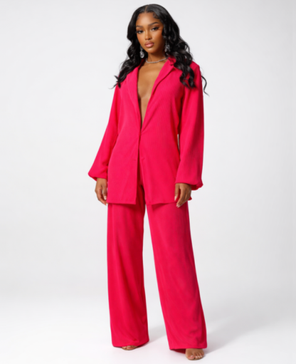 Ensemble Femme – Chemise & Pantalon Fluide Coupe Large, Style Décontracté Confort Chic