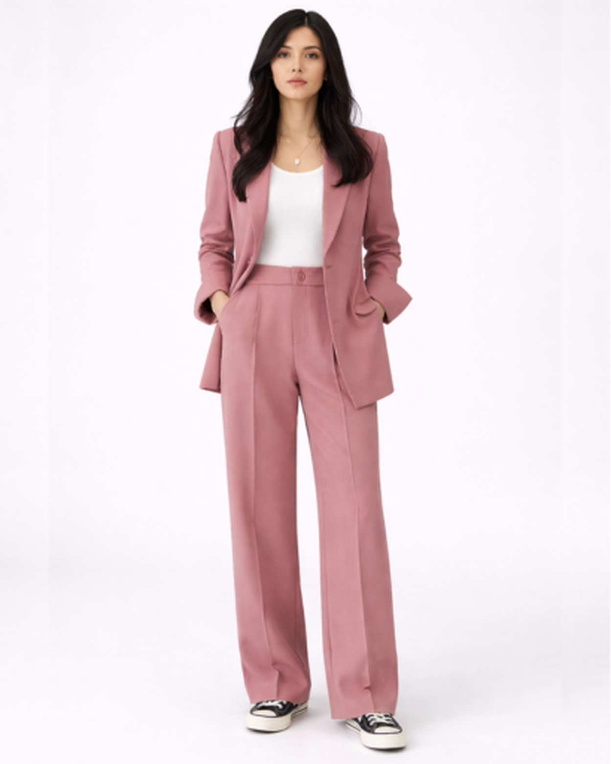 Ensemble Tailleur Femme – Blazer Structuré & Pantalon Large Fluide | Bureau Chic & Cérémonie