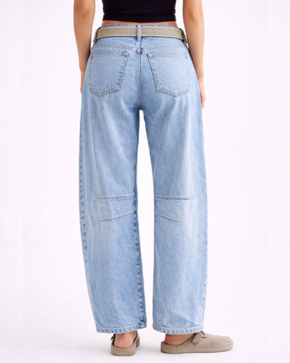 Jean Droit Femme Taille Haute – Jambe Large & Coupe Ample Flatteuse | Look Casual Chic