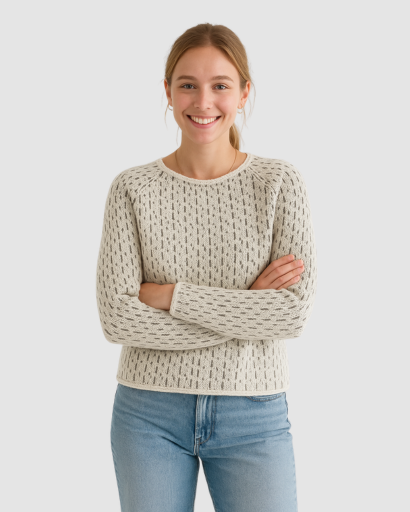 Pull maille femme col rond, vue de face