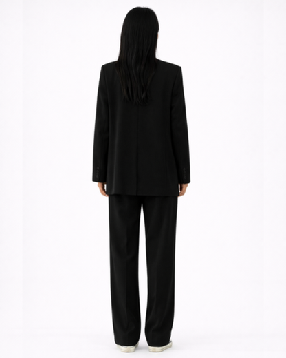 Ensemble Tailleur Femme – Blazer Structuré & Pantalon Large Fluide | Bureau Chic & Cérémonie