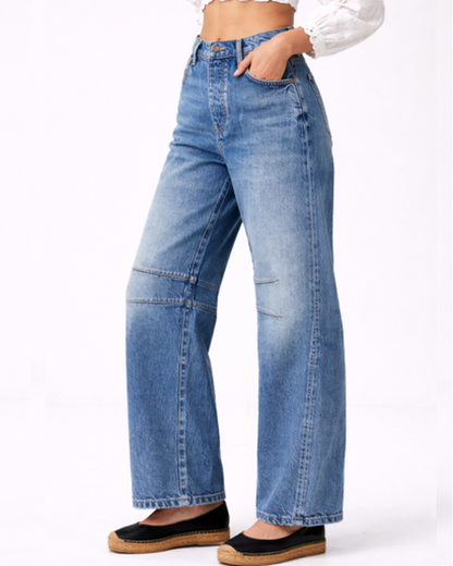 Jean Droit Femme Taille Haute – Jambe Large & Coupe Ample Flatteuse | Look Casual Chic