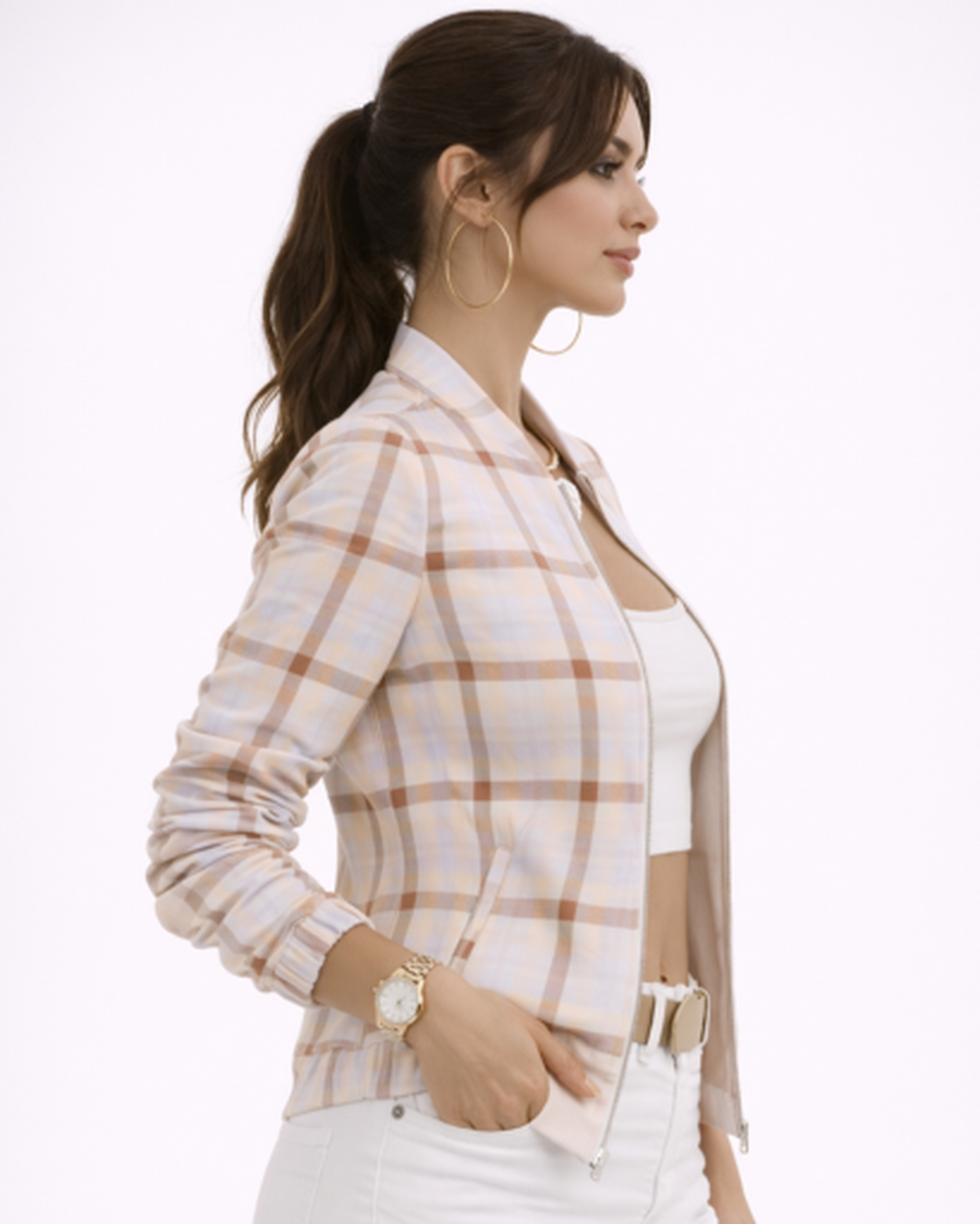 Veste Bomber Femme Zippée – Coupe Ajustée & Style Streetwear Chic | Printemps & Casual