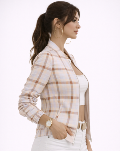 Veste Bomber Femme Zippée – Coupe Ajustée & Style Streetwear Chic | Printemps & Casual