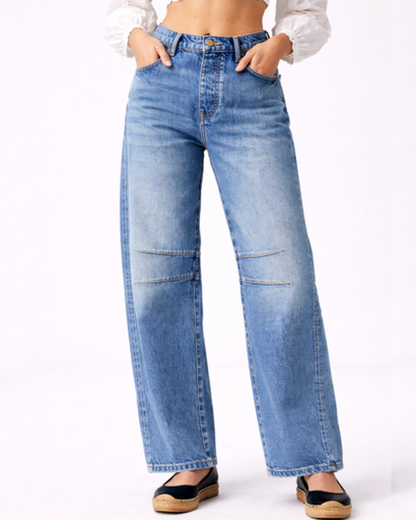Jean Droit Femme Taille Haute – Jambe Large & Coupe Ample Flatteuse | Look Casual Chic