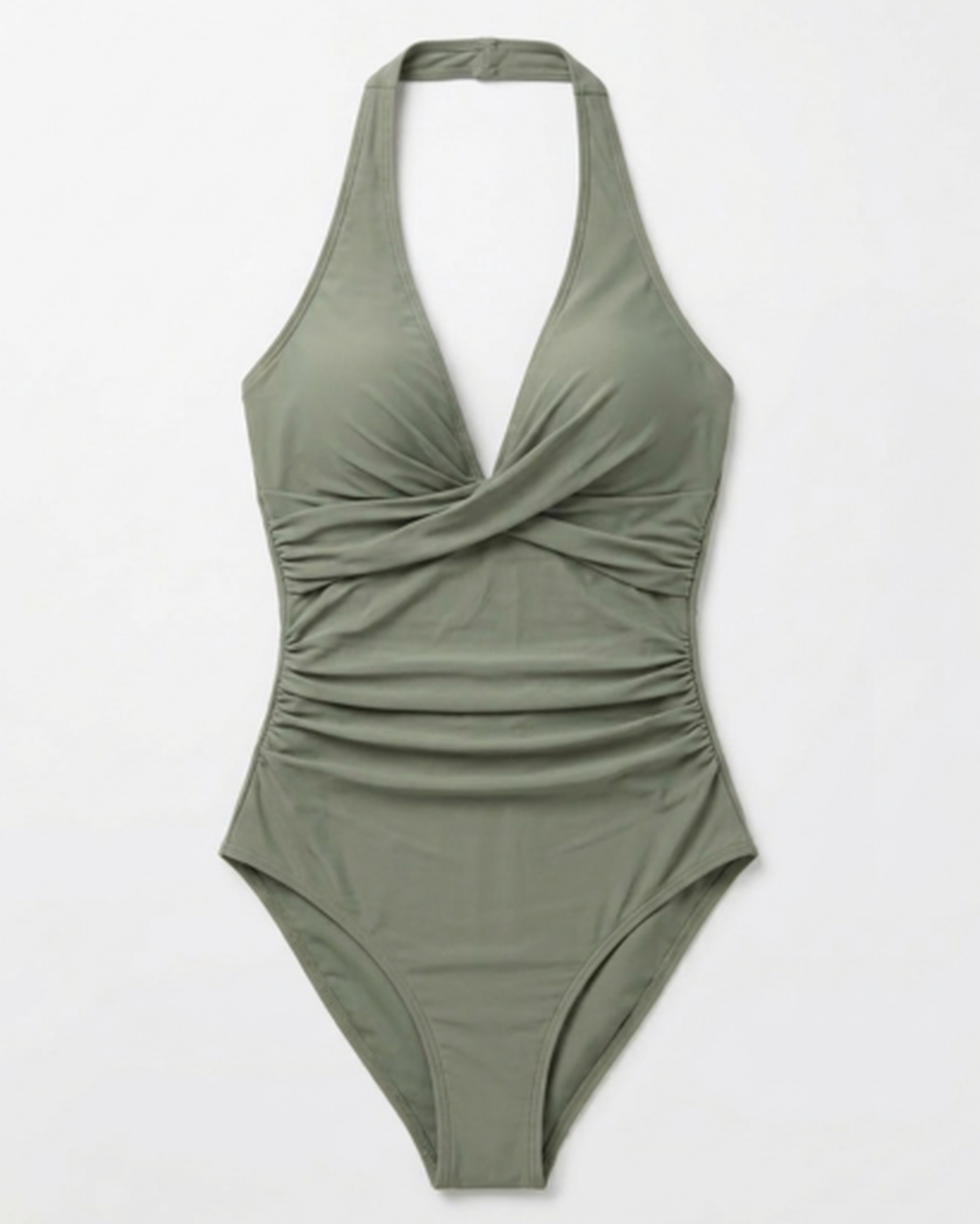 Costume da bagno intero drappeggiato scollo a V schiena scoperta