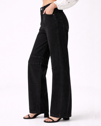 Jean Droit Femme Taille Haute – Jambe Large & Coupe Ample Flatteuse | Look Casual Chic